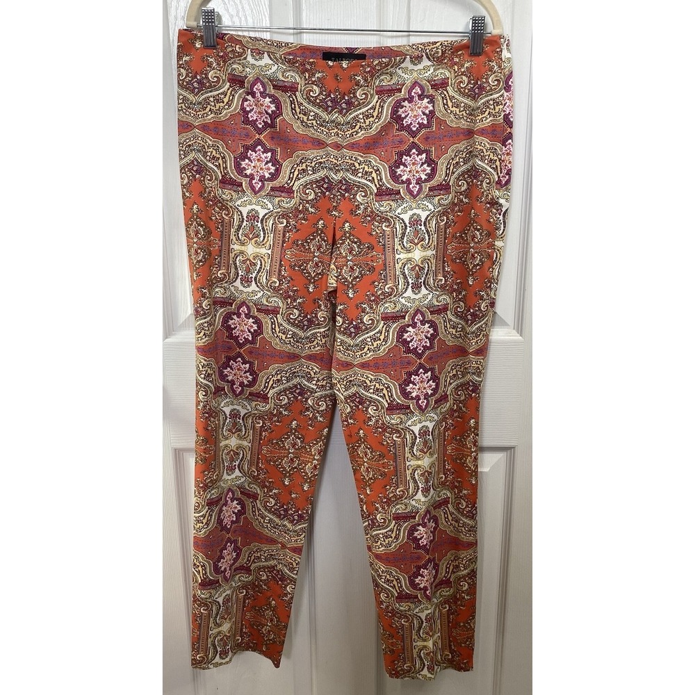 Talbots Women's Orange/Yellow Chino Pants Golf/Activewear Stretch Side-zip Sz.10